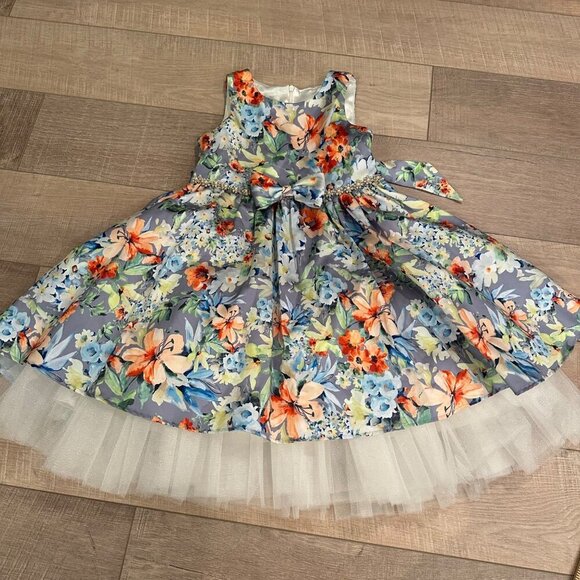 COUTURE PRINCESS GIRLS SIZE 8 FLORAL DRESS - Picture 1 of 10